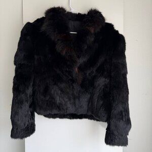 Women’s Real Fur Jacket Size M Dark Classic Style – Unbranded